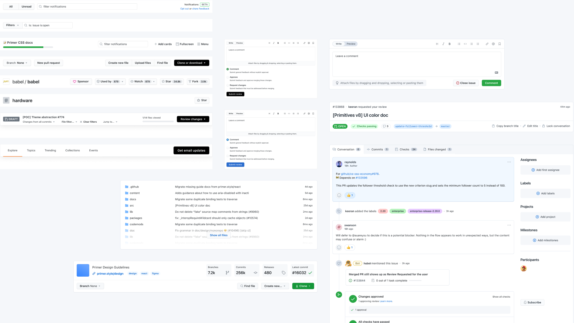 Primer design system repo — issues, PRs, and collaboration
