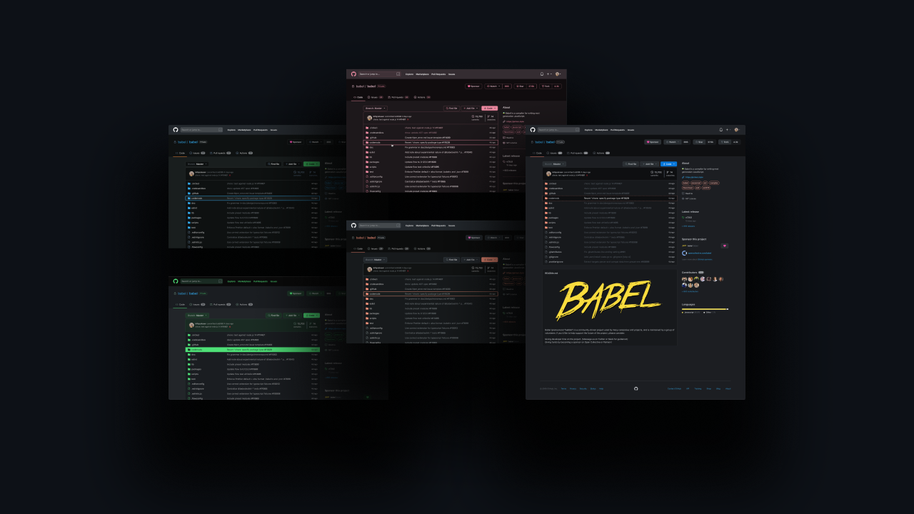 Landscape of existing dark mode implementations across GitHub