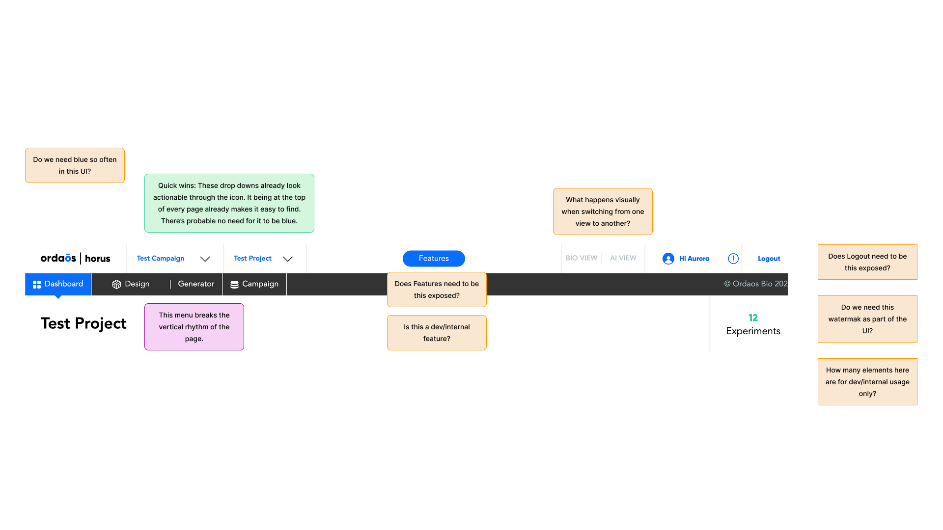 Dashboard audit mapping every surface in the product
